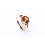 9 carat gold two carat pink 'Padparacha' sapphire solitaire ring, size P.