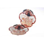 Pair Chinese Imari leaf shaped plates.