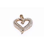 9 carat gold and diamond clustered heart pendant, total diamond weight approximately 1.5 carat.