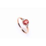 9 carat gold pink sapphire and diamond ring, size Q.