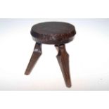 Jack Grimble of Cromer circular burr wood stool, initialled J.G to the underside 27cm.