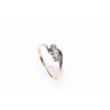 18 carat gold three stone diamond ring, size N.