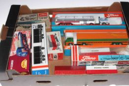 Box of Diecast trucks including Corgi, Tekno, DAF.