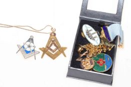 Masonic 9 carat gold Deputy Master diamond set pendant with chain,