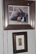 Edna Bizon, Three Rabbits, oil on canvas and Andrew Hutchinson, Rabbit, oil.