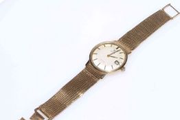 Omega gents 9 carat gold bracelet automatic De Ville date dial wristwatch.