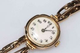 9 carat gold ladies bracelet watch.