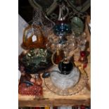 Assortment of glass including Carnival, Cranberry, perfume bottles, Babycham, Jubilee 1837 plate,