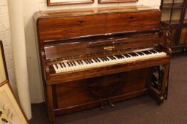 Walnut cased, Kemble of London, overstrung piano.