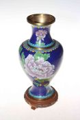 Cloisonne flower vase with stand, 29cm.