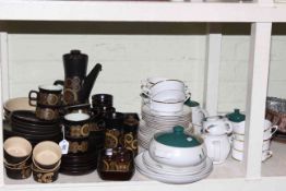 Denby Arabesque and Denby Green Wheat pottery together with Spode Golden Eternity.