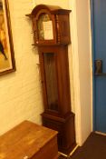 Modern oak cased longcase clock with Westminster carillon movement.