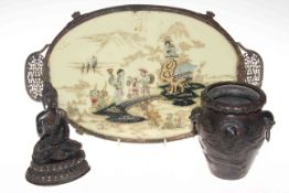 Chinoiserie boudoir tray, Buddha and vase (3).