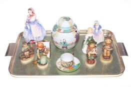 Tray of Goebel, Royal Doulton ladies including Suzette, Dinky Do and Penny, Oriental ginger jar.