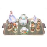 Tray of Goebel, Royal Doulton ladies including Suzette, Dinky Do and Penny, Oriental ginger jar.