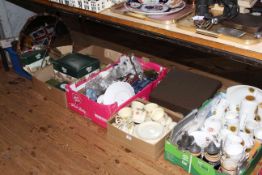 Assortment of Lilliput Lane, ceramics, glass, typewriter, mirror, metalwares, etc., in five boxes.