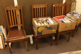 Set of four oak railback dining chairs.