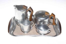 Picquot Ware five piece tea service including kettle and tray.