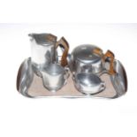 Picquot Ware five piece tea service including kettle and tray.