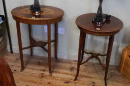 Oval and circular inlaid occasional tables.