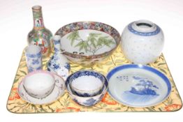 Collection of Oriental china including vases, bowls, tea bowls, etc.