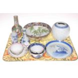 Collection of Oriental china including vases, bowls, tea bowls, etc.