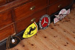 Five cast iron motoring signs.