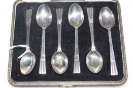 Set of six silver spoons, Birmingham 1942, boxed.