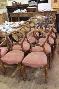 Harlequin set of ten Victorian walnut parlour chairs (6+4).