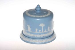 Blue and white pottery cheese dome, 27cm.