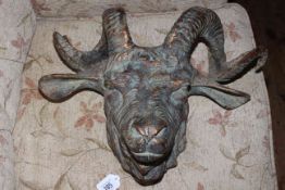 Bronzed rams head, 49cm.