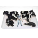 Collection of Beswick dogs and cattle and a Wade Disney Lady and the Tramp.