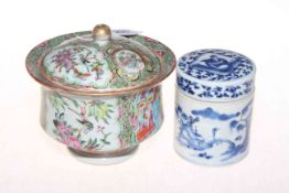 Two Oriental lidded pots,10cm.
