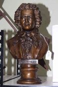 Bronzed bust of Beethoven, 40cm.