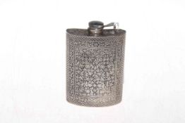 Continental silver flask, 13cm.