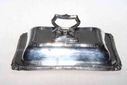 19th Century silver plated entree dish with dip tray, 26cm.