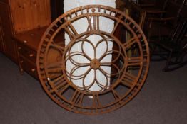 Large oxidised metal clock face, 113cm.