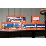 Seven boxed Diecast truck toys including Tekno, Volvo, Scania.