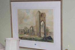 W.F. Briggs 'St Mary's Abbey York' signed lower right, watercolour, framed, 35.5cm by 43cm.