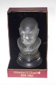 Winston Churchill 1874-1965 limited edition glass portrait head, with box, 30cm.