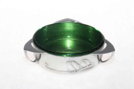 Liberty and Co Tudric pewter butter dish by Archibald Knox, green glass liner, no. 0162.