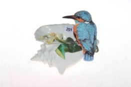 Kingfisher on a conch shell, 17cm.