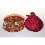 Beadwork and red silk evening bags (2).