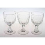 Set of three 19th Century glass rummers.