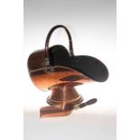 19th Century copper coal scuttle with shovel.