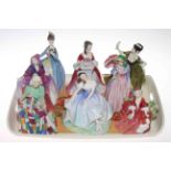 Collection of eight Royal Doulton figures, including The Patchwork Quilt.