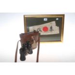 WWII Japanese 'Kamikaze Pilots' headband and pair of WWII USAAC Observers binoculars.