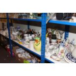 Large collection of china including Worcester Evesham, teaware, figurines, bottles of spirits,