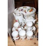 Royal Worcester Evesham tureen, teapot, coffee pot and dinnerware.