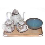 Oriental tea set and bowl.